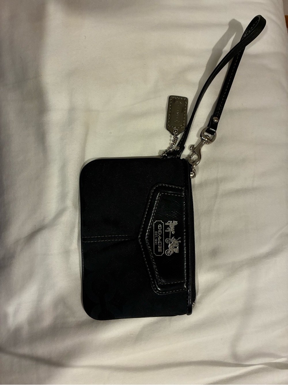 Coach Black Signature Wristlet with Silver Hardware - Picture 3 of 3